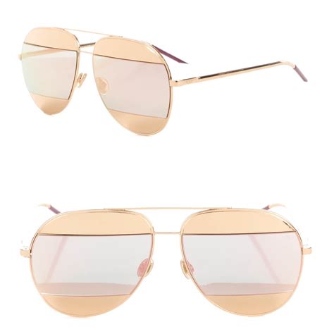 CHRISTIAN DIOR Split 1 Aviator Sunglasses Rose Gold